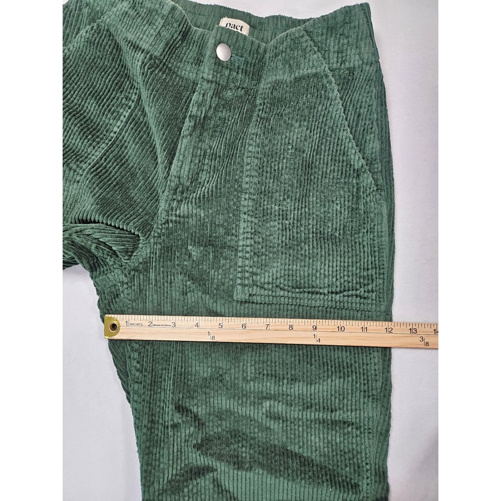 Pact Forest Green Organic Cotton Corduroy Straight Leg Utility Pants Womens Med - Picture 13 of 15